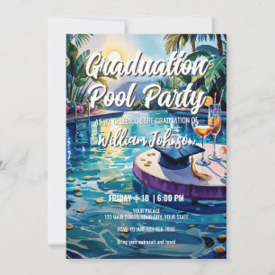 Customise Vibrant Lively Pool Graduation Party Invitation