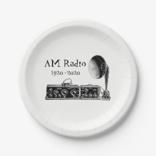 Customise Vintage AM Radio Receiver Paper Plate