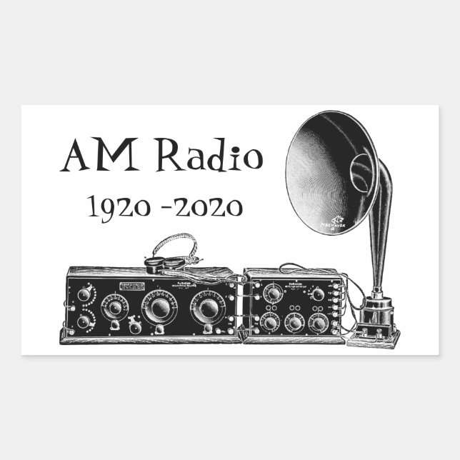 Customise Vintage AM Radio Receiver Rectangular Sticker (Front)