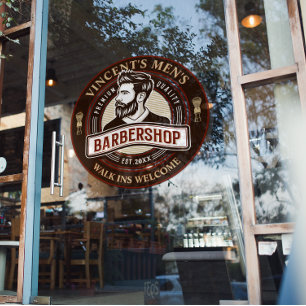 Customise Vintage Barber Shop Modern Cut Window Cling