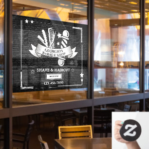 Customise Vintage Barber Shop Poles Symbols Window Cling