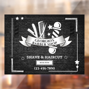 Customise Vintage Barber Shop Poles Symbols Window Window Cling