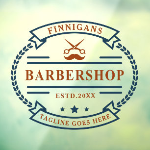 Customise Vintage Barber Shop Scissors Moustache Window Cling