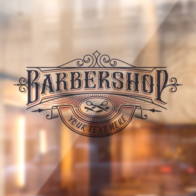 Customise Vintage Barbershop Business Window Cling (Sheet 2)