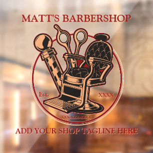 Customise Vintage Barbershop Front Door Window Cling