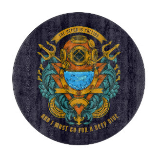 Customise Vintage Deep Sea And Scuba Diver Graphic Cutting Board