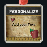 Customise Vintage for Teacher Metal Tree Decoration<br><div class="desc">Teacher Vintage Christmas Ornament with DIY Text. ⭐ This Product is 100% Customisable. Graphics and text can be deleted, moved, resized, changed, etc... 99% of my designs in my store are done in layers. This makes it easy for you to resize and move the graphics and text around so that...</div>
