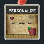 Customise Vintage for Teacher Metal Tree Decoration<br><div class="desc">Teacher Vintage Christmas Ornament with DIY Text. ⭐ This Product is 100% Customisable. Graphics and text can be deleted, moved, resized, changed, etc... 99% of my designs in my store are done in layers. This makes it easy for you to resize and move the graphics and text around so that...</div>