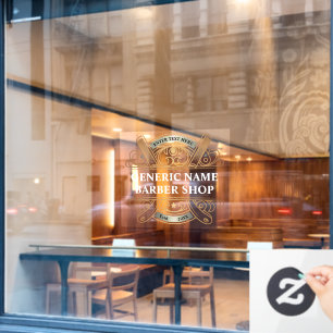 Customise Vintage Gold Razors Barber Shop Business Window Cling