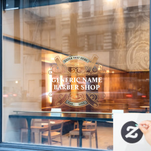 Customise Vintage Gold Razors Barber Shop Business Window Cling