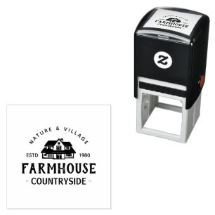 Customise Vintage Modern Farmhouse Logo Self-inking Stamp