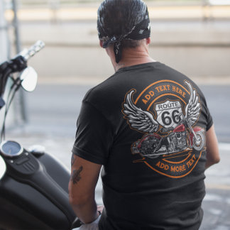 Customise Vintage Motorcycle Route 66 Angel Wings T-Shirt
