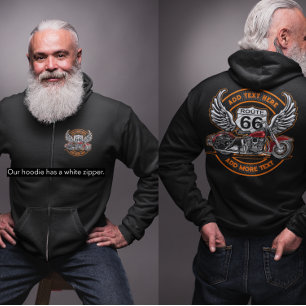 Customise Vintage Motorcycle Route 66 Wings Design Hoodie