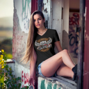 Customise Vintage Motorcycle Route 66 Wings Women T-Shirt