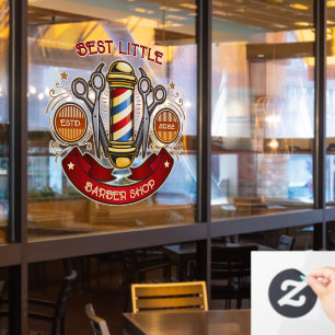 Customise Vintage Old Fashioned Barber Shop Pole Window Cling