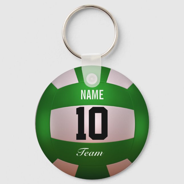 Customise Volleyball Forest Green Key Ring (Front)