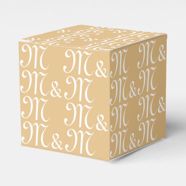 Customise w couple's Initials monogram camel gift Favour Box (Front Side)