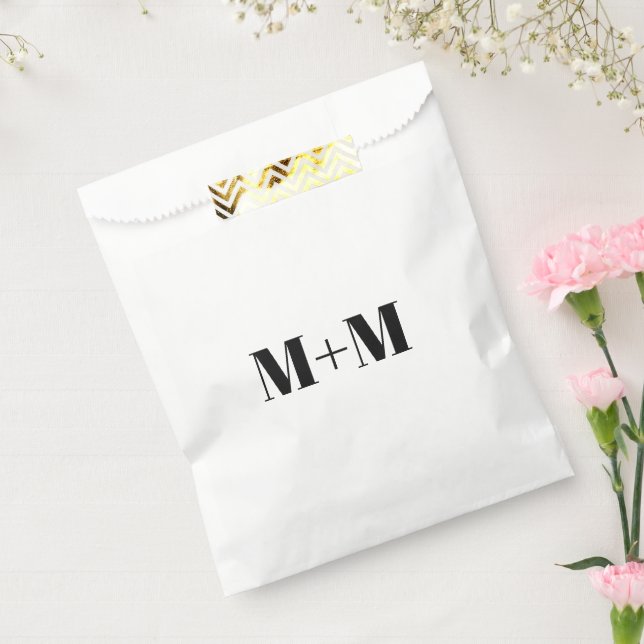 Customise w/Initial black Letter Number white Favour Bags (Sealed)