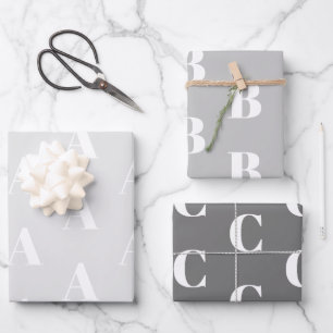 Customise w/Initial monogram Letter Grey shades Wrapping Paper Sheet