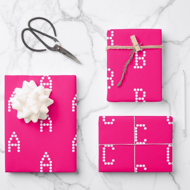 Customise w/Initial monogram Letter pink fuchsia Wrapping Paper Sheet (Front)