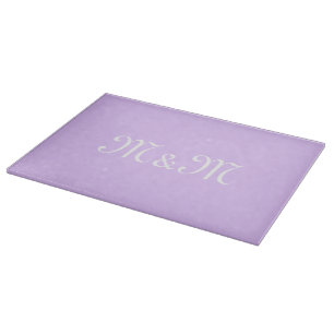 Customise w/Initial monogram White Letter lavender Cutting Board