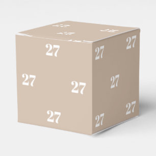 Customise w/Initial White Letter Number beige gift Favour Box