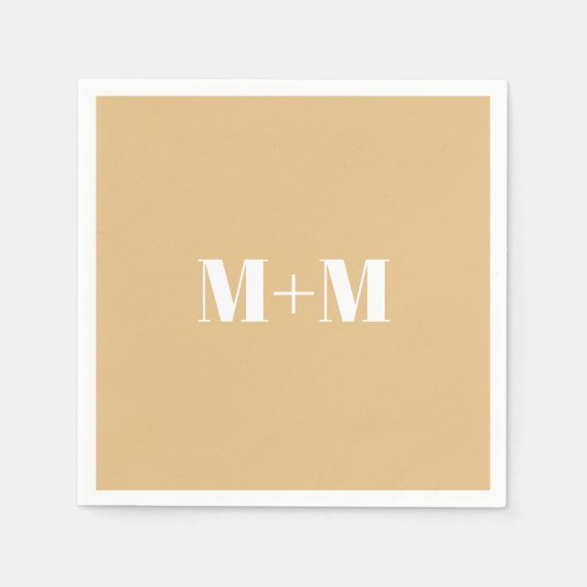 Customise w/Initial White Letter Number Camel Napkin (Front)