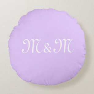 Customise w/Initial White Letter Number lavender Round Cushion
