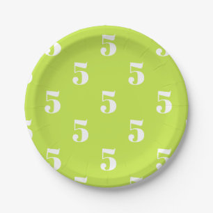 Customise w/Initial White Letter Number lime green Paper Plate
