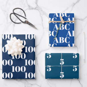 Customise w/Initial, White Letter Number, monogram Wrapping Paper Sheet