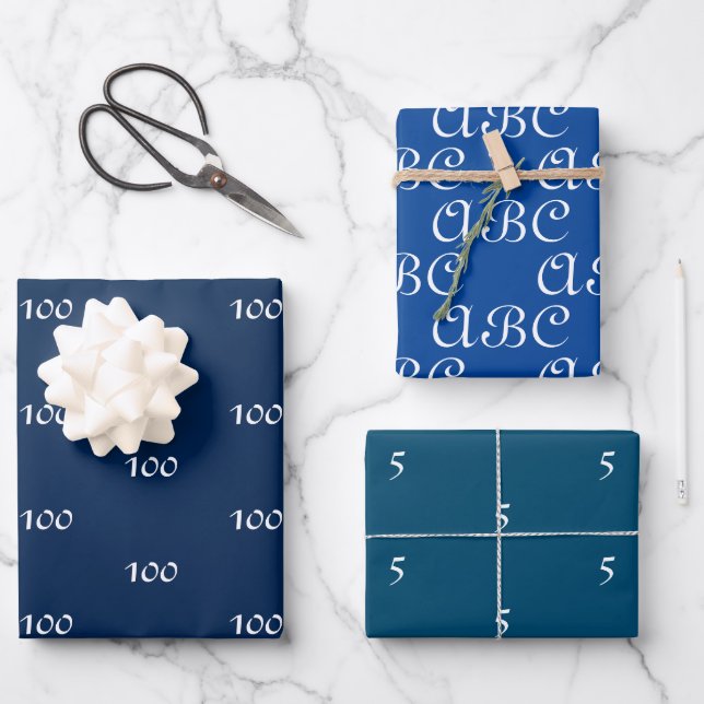 Customise w/Initial, White Letter Number, monogram Wrapping Paper Sheet (Front)