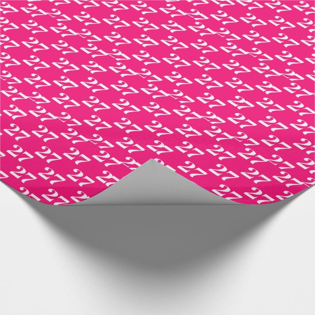 Customise w/Initial, White Letter, Number pink Wrapping Paper (Corner)