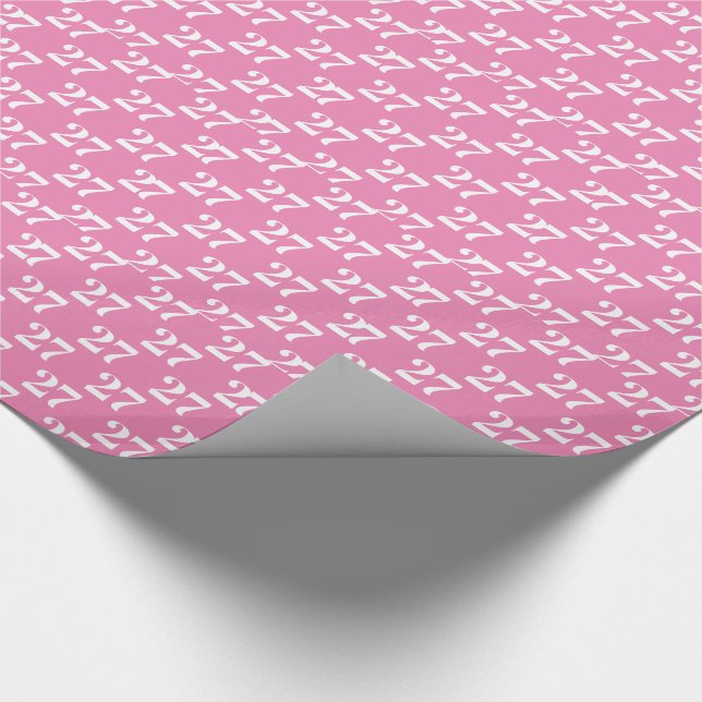 Customise w/Initial, White Letter, Number pink Wrapping Paper (Corner)