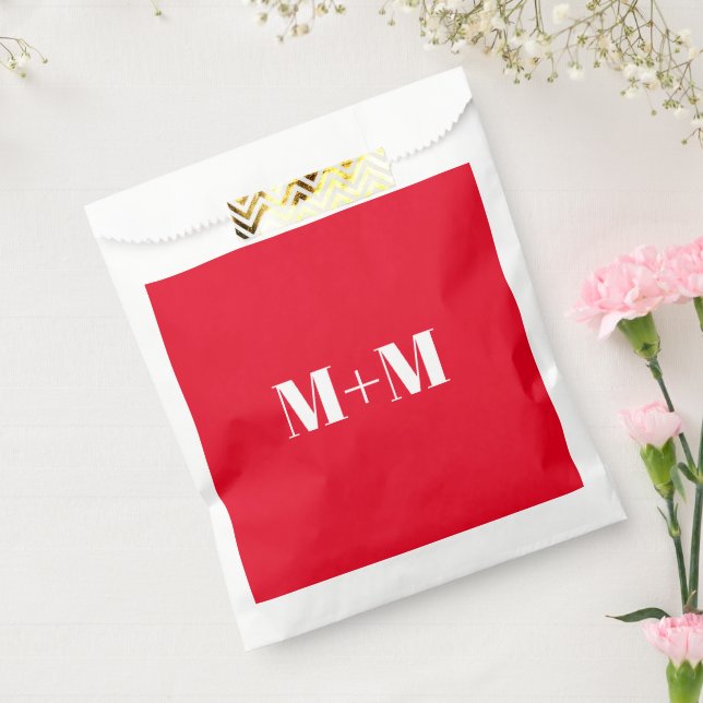 Customise w/Initial White Letter Number red Favour Bags (Sealed)