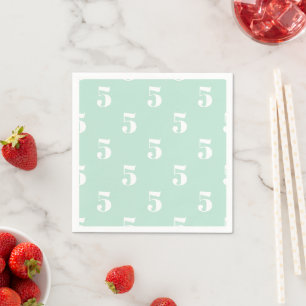 Customise w/Initial, White Letter Number seafoam Napkin