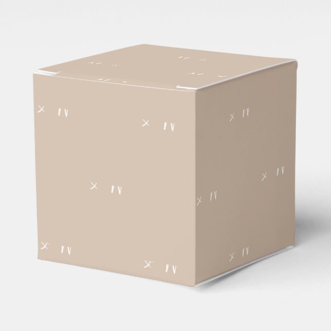 Customise w/Initial White monogram beige gift Favour Box (Front Side)