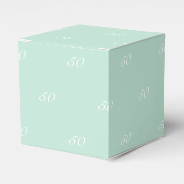 Customise w/Initial White monogram seafoam mint Favour Box (Front Side)