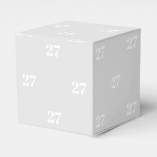 Customise w/Initial White Number light grey gift Favour Box