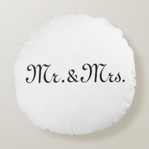 Customise w/Initials couple's monogram black white Round Cushion