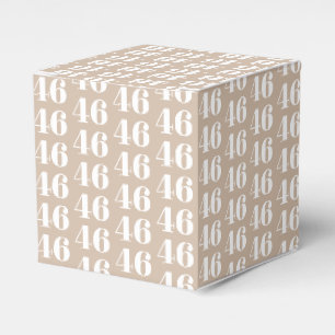 Customise w/number, initial beige tan white gift favour box