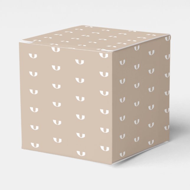 Customise w/number, initial beige tan white gift favour box (Front Side)