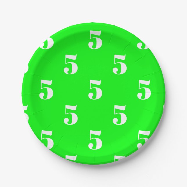 Customise w/ year number initials monogram neon paper plate (Front)