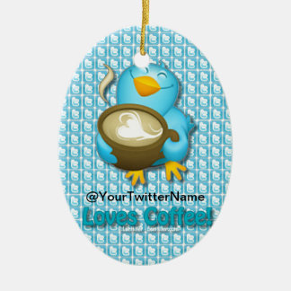 Customise W/ Your Twitter Name Coffee Bird Ceramic Tree Decoration