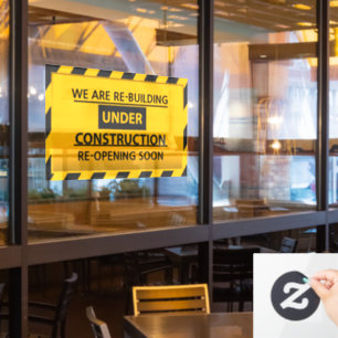Customise We Are Re-building Under Construction   Window Cling