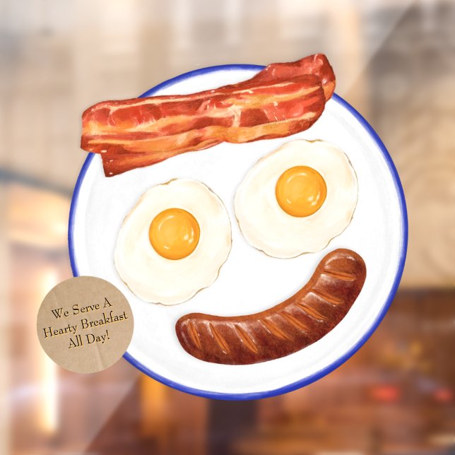 Customise We Serve Breakfast All Day Eggs Bacon  Window Cling (Sheet 2)