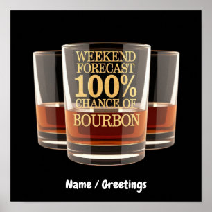 Customise Weekend Forecast 100% Chance of Bourbon Poster
