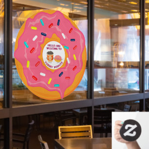 Customise Welcome Coffee and Doughnut Shop Besties Window Cling