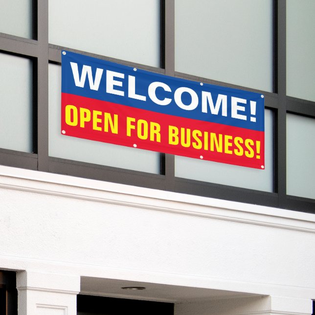 Customise Welcome Open For Business Banner (Outside Building)