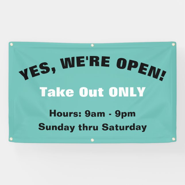 Customise We're Open Take Out Only Outdoor Sign (Horizontal)