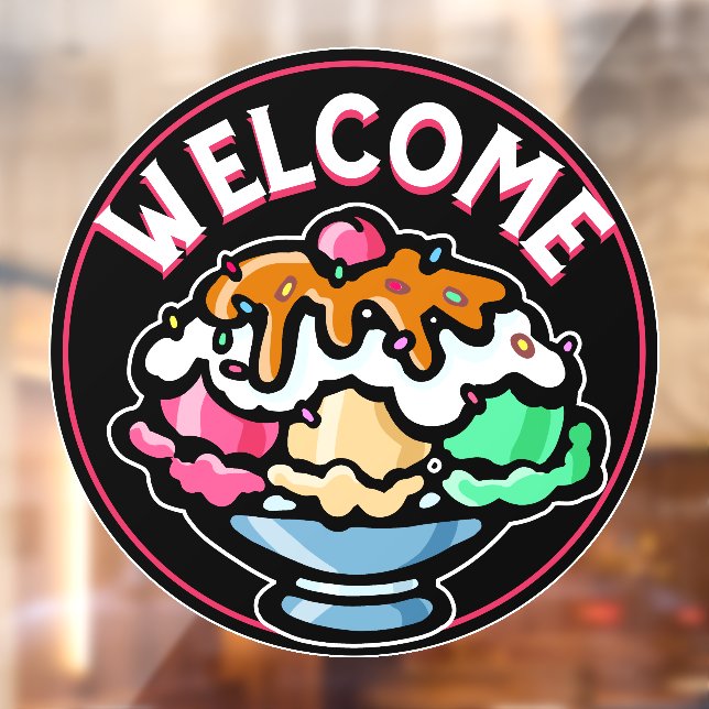 Customise Whimsical Ice Cream Business Welcome  Window Cling (Sheet 2)